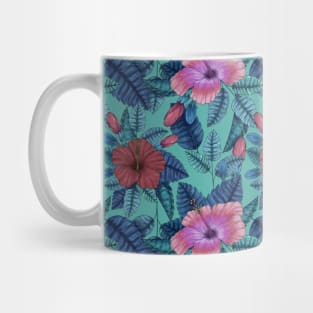 Tropical hibiscus flowers pattern Mug